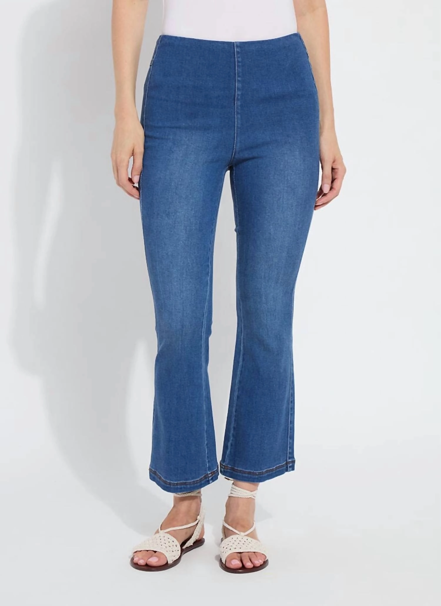 Jade Stretch Tencel Denim Flare In Mid Wash