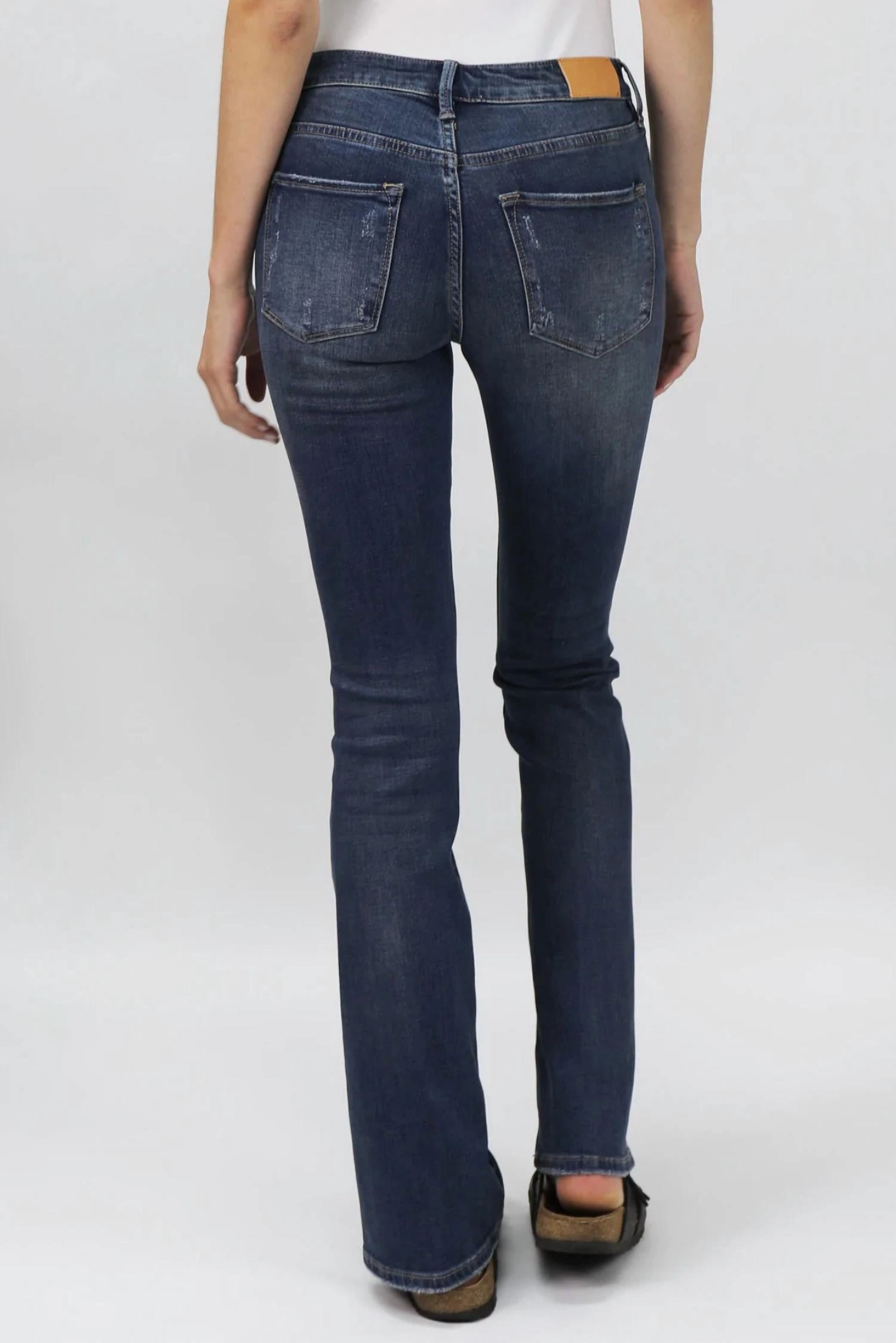 Jaxon Mid Rise Bootcut Jeans In Dark Blue