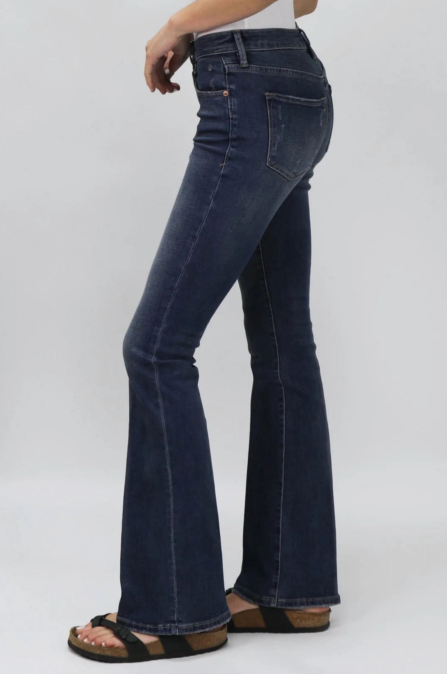 Jaxon Mid Rise Bootcut Jeans In Dark Blue