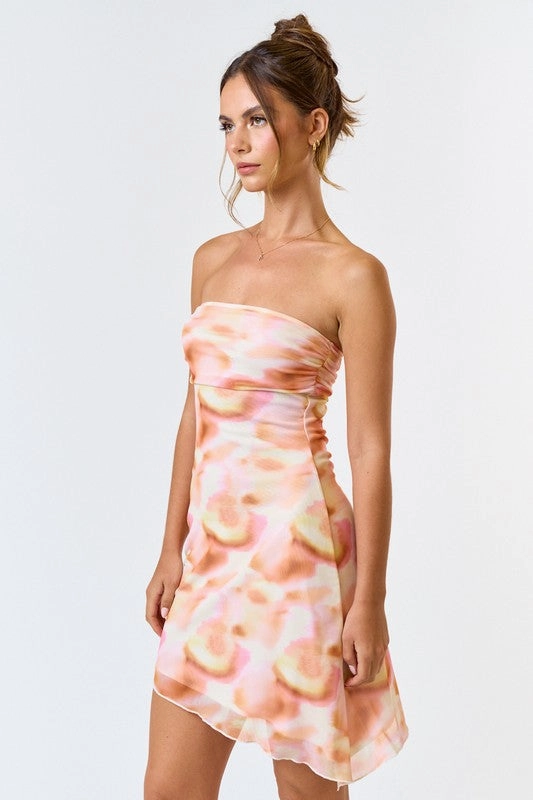 Just Peachy Tie Dye Mini Dress
