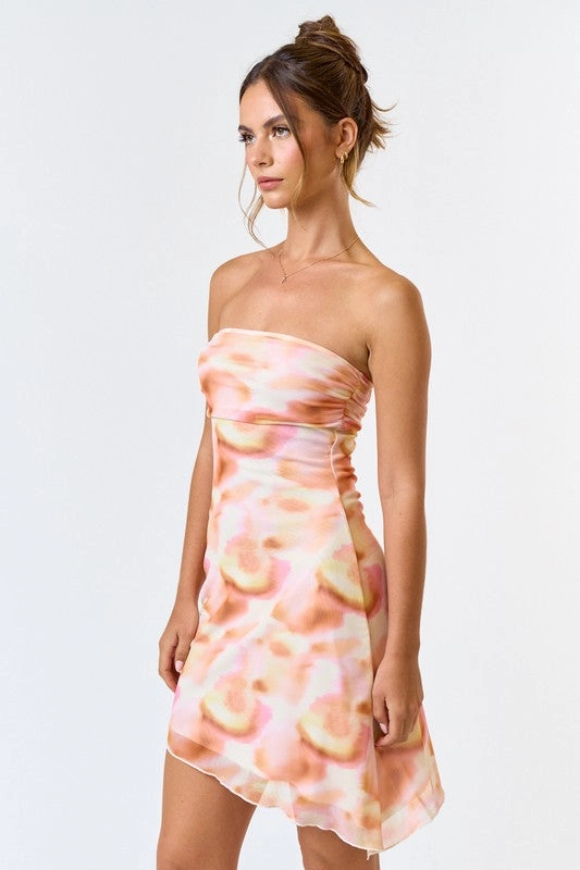 Just Peachy Tie Dye Mini Dress