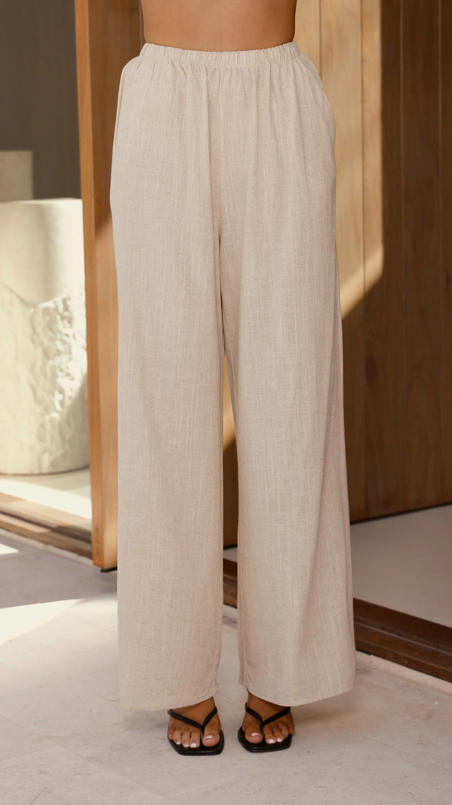 Kailani Strapless Top and Pants Set - Oat