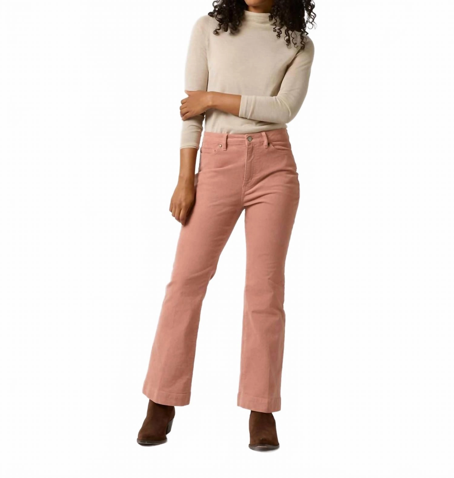 Kendall Flare 5 Pocket Jean In Rose Cord