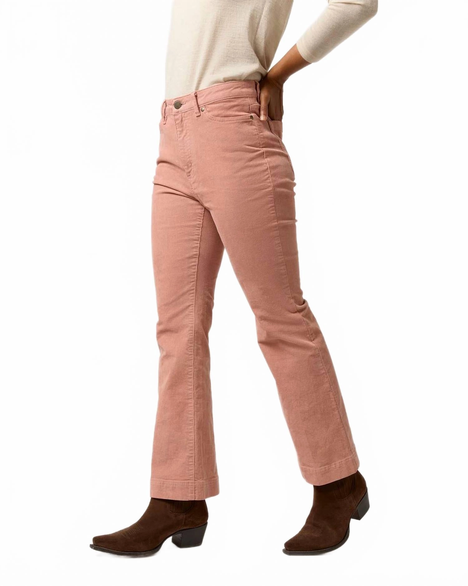 Kendall Flare 5 Pocket Jean In Rose Cord