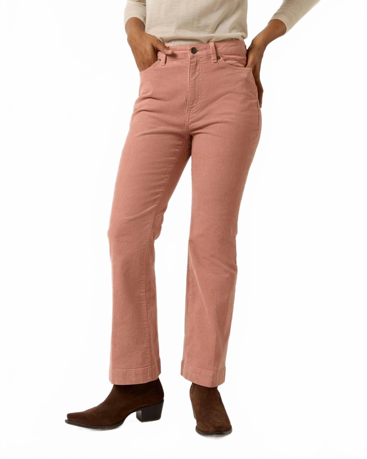 Kendall Flare 5 Pocket Jean In Rose Cord