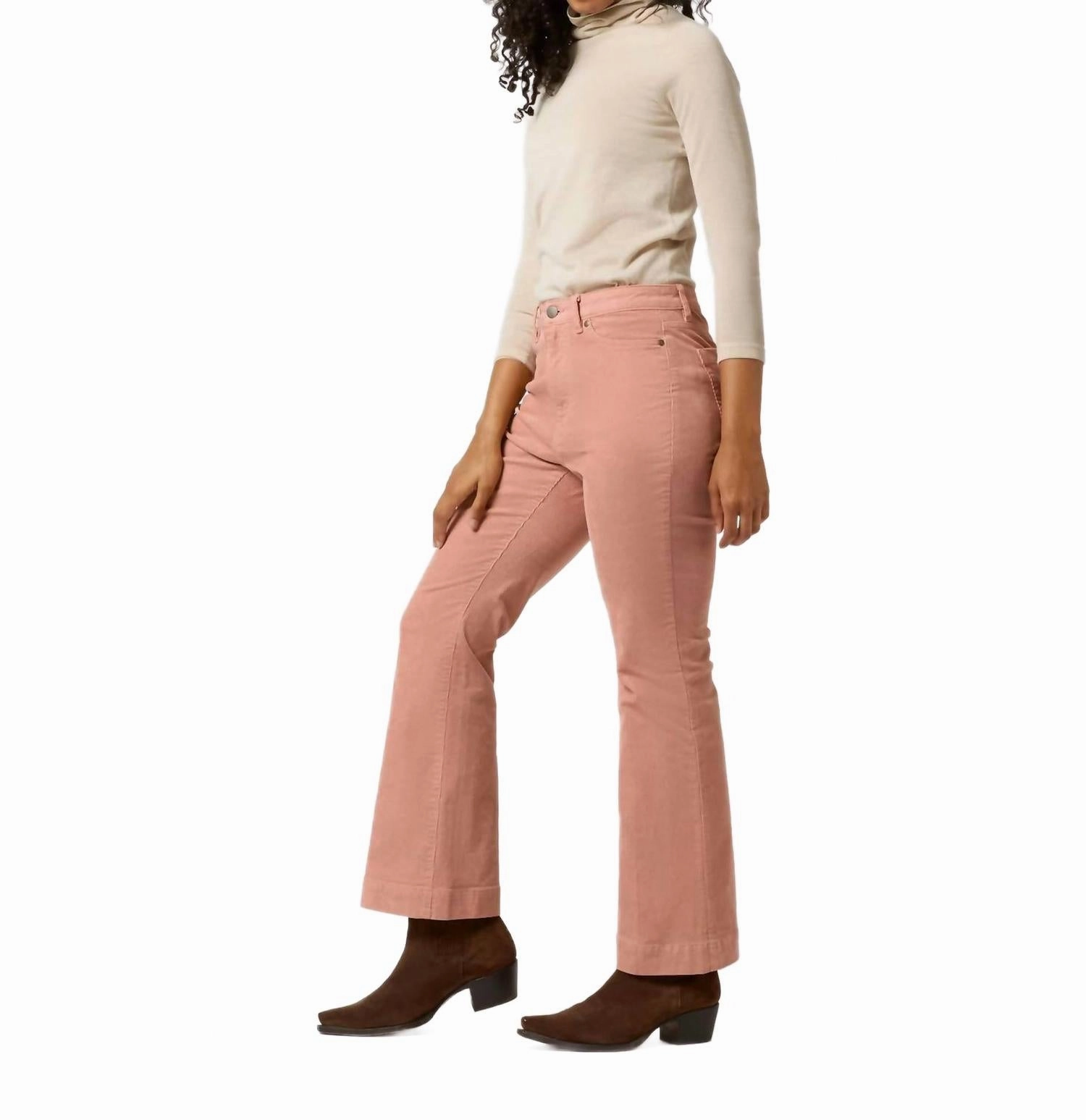 Kendall Flare 5 Pocket Jean In Rose Cord