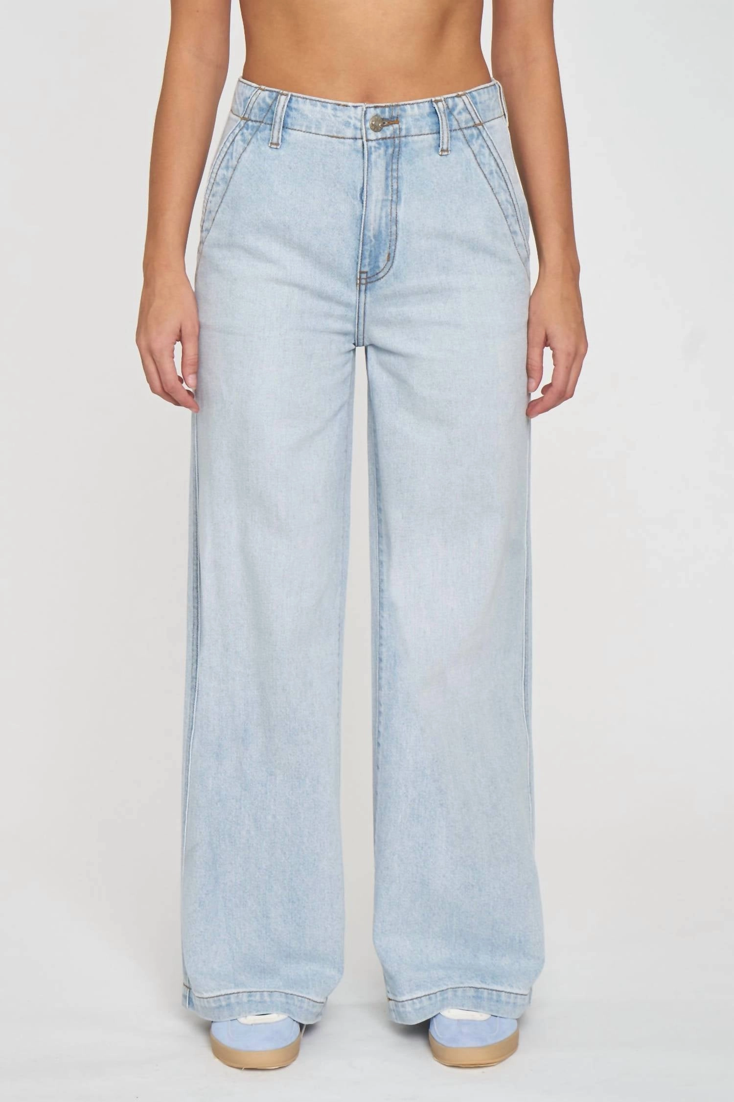Kickback High Rise Palazzo Jeans In Hush