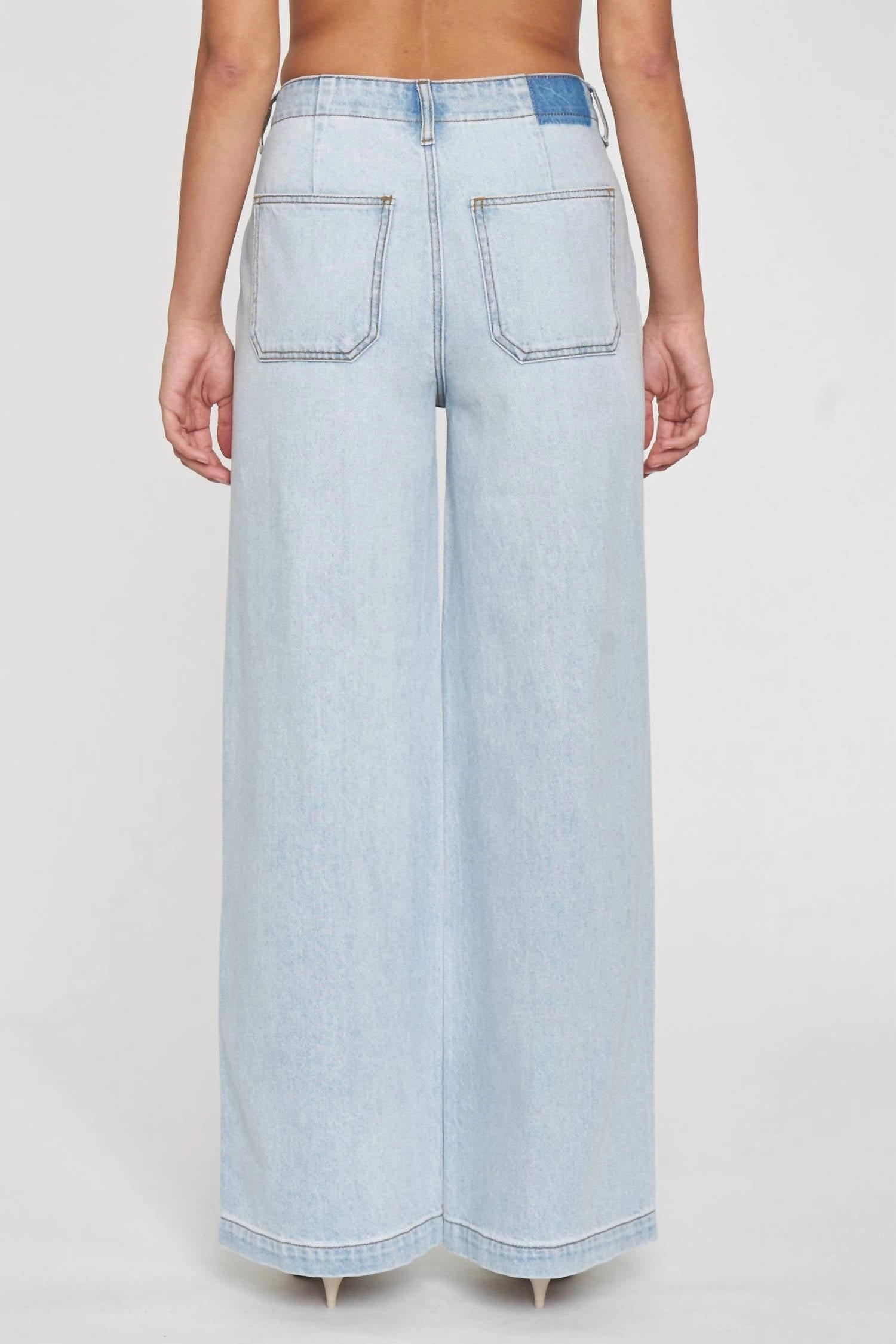 Kickback High Rise Palazzo Jeans In Hush