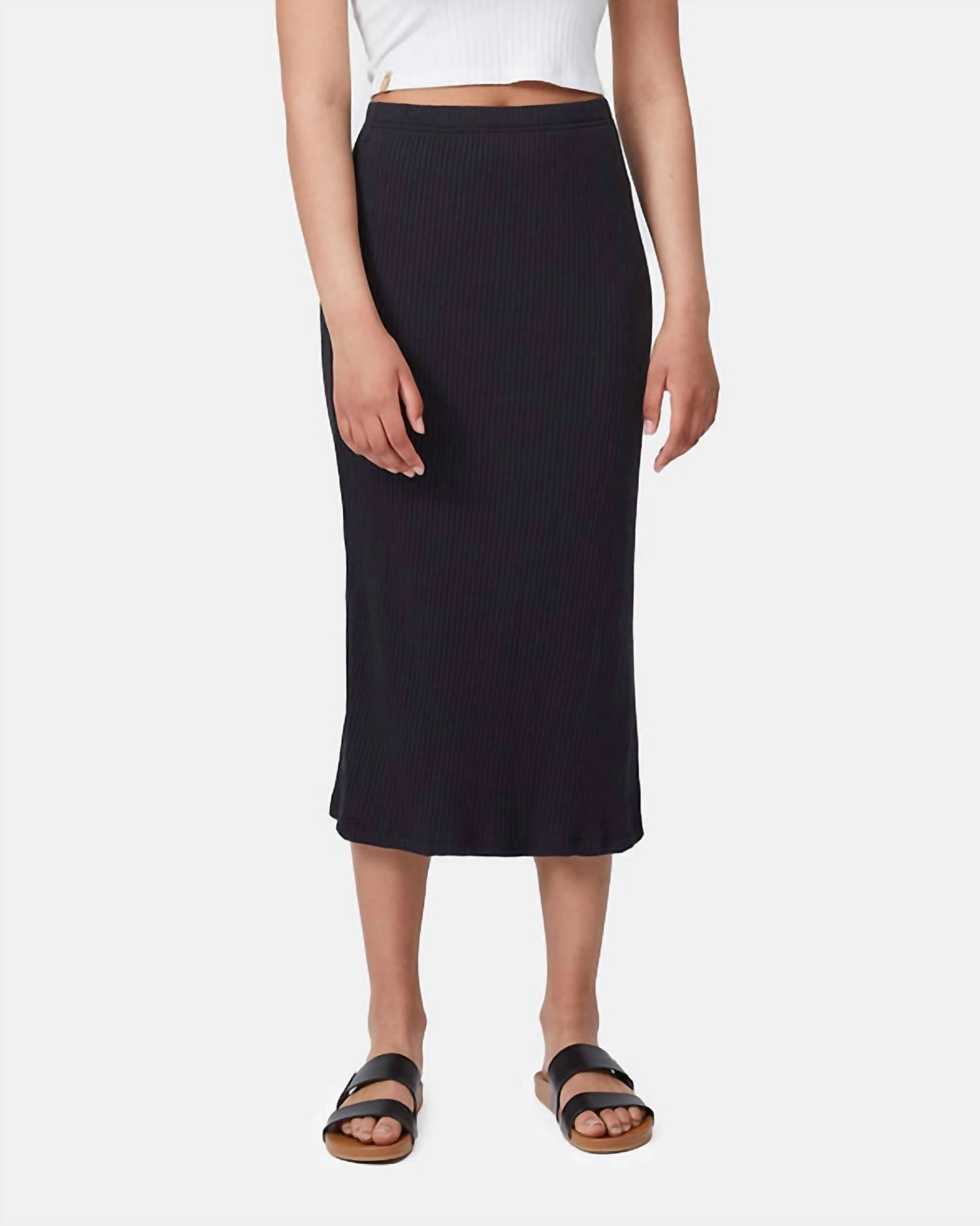 Knit Rib Skirt In Meteorite Black