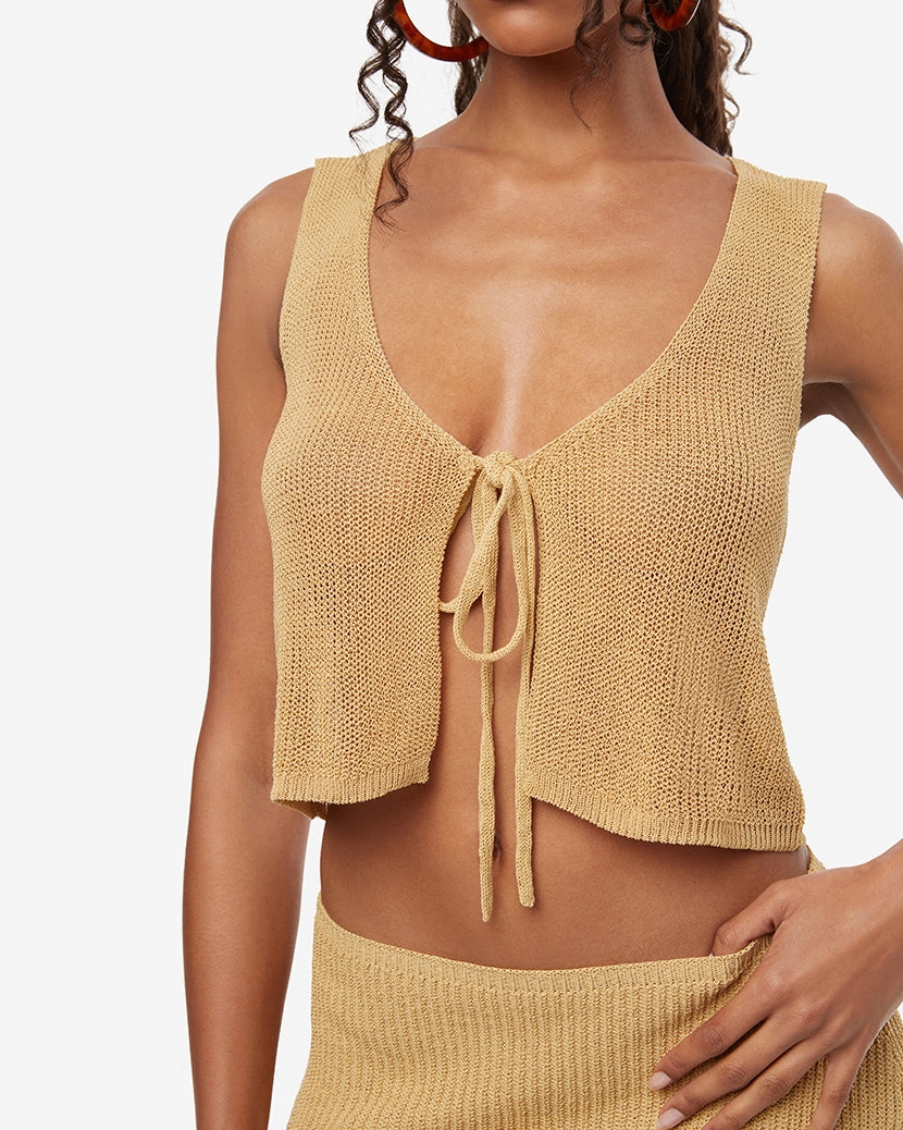 Knit Tie Front Crop Top