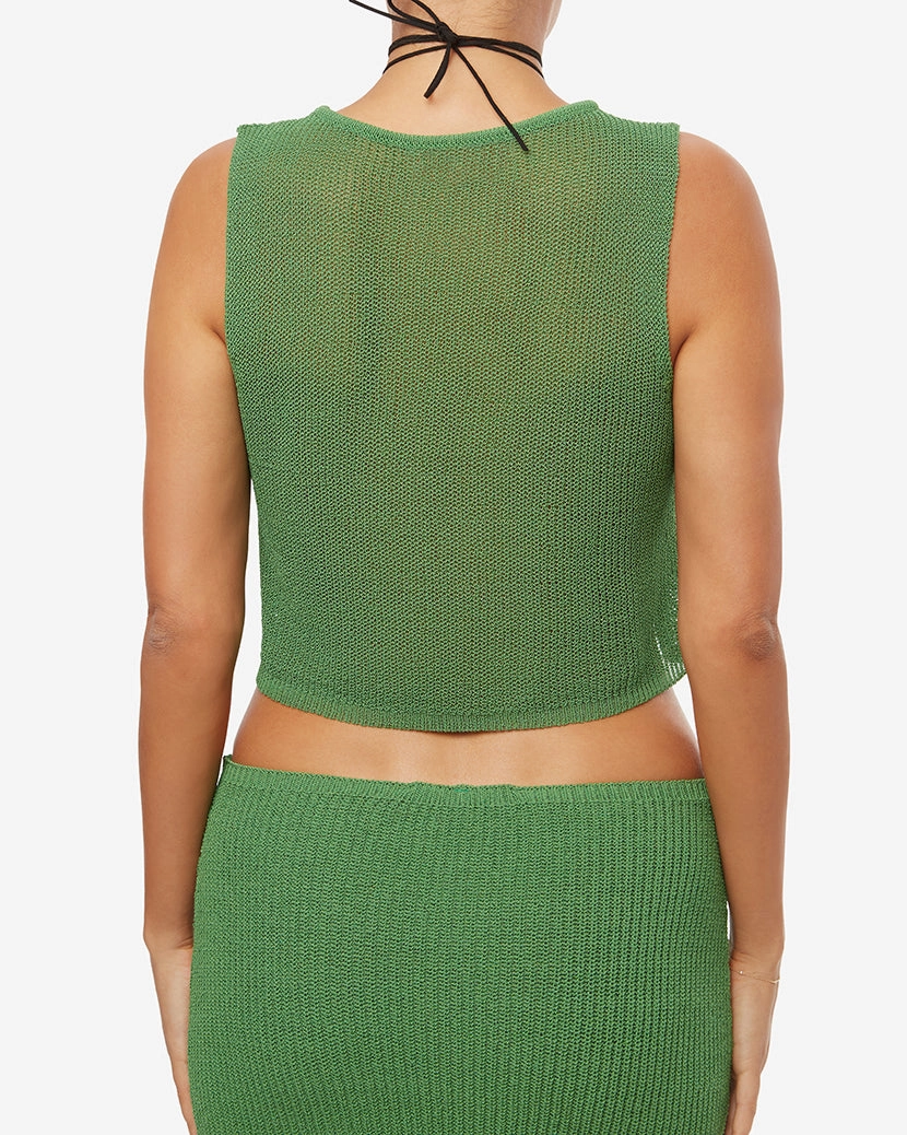 Knit Tie Front Crop Top
