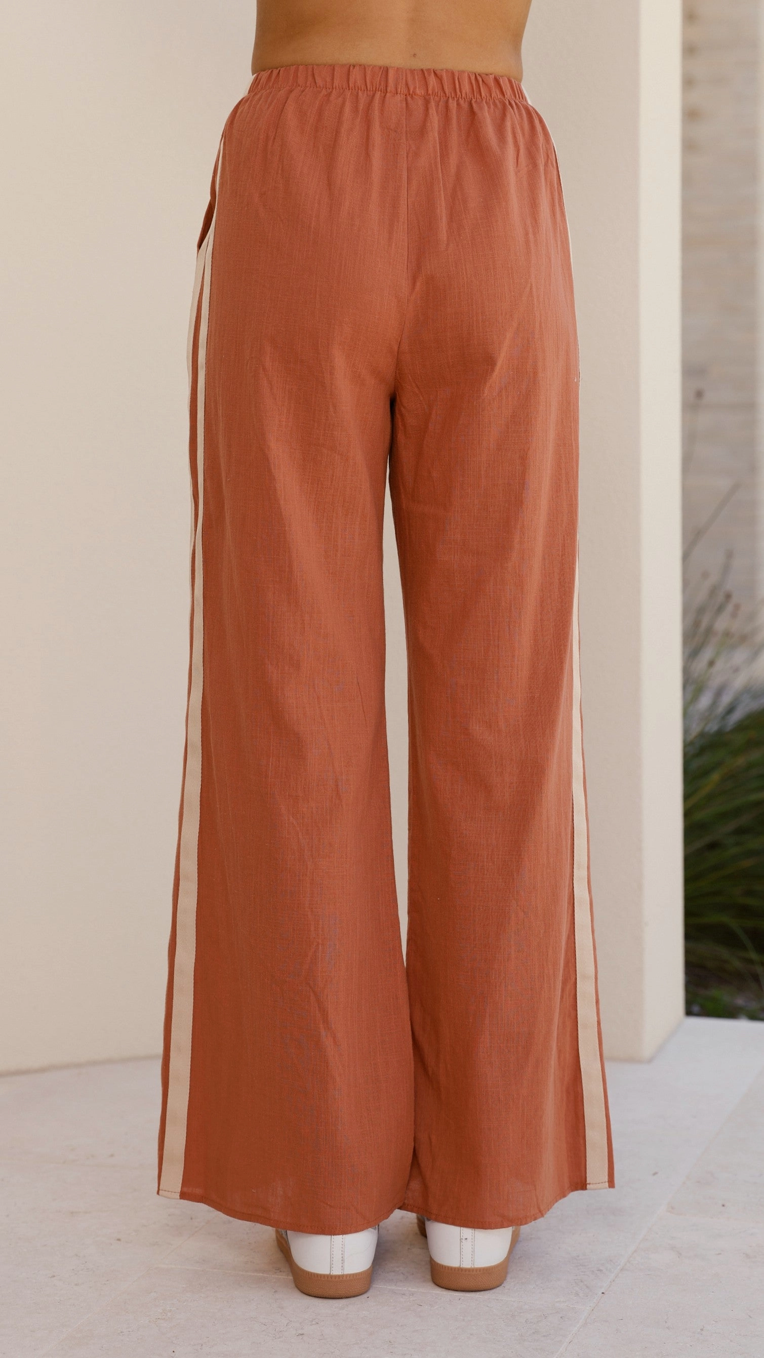 La Sirena Long Sleeve Top and Pants Set - White / Rust