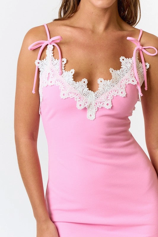 Lace & Grace Bow Mini Dress