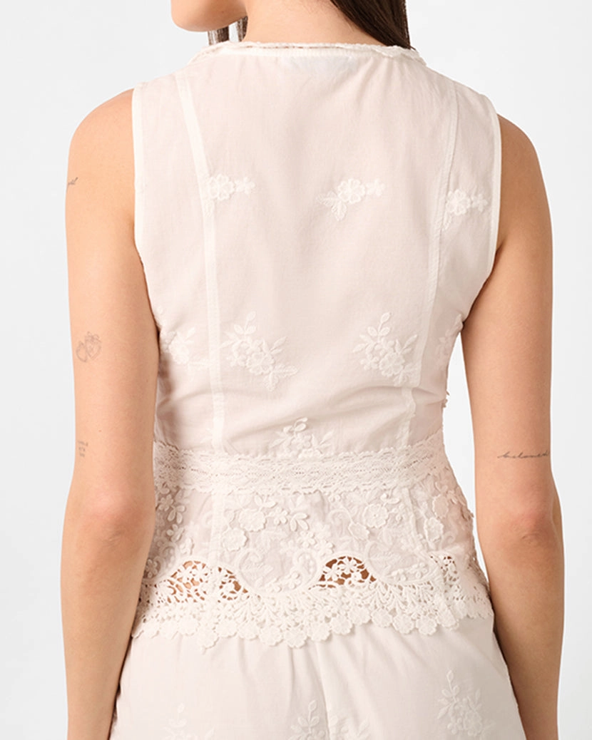 Lace Button Up Top