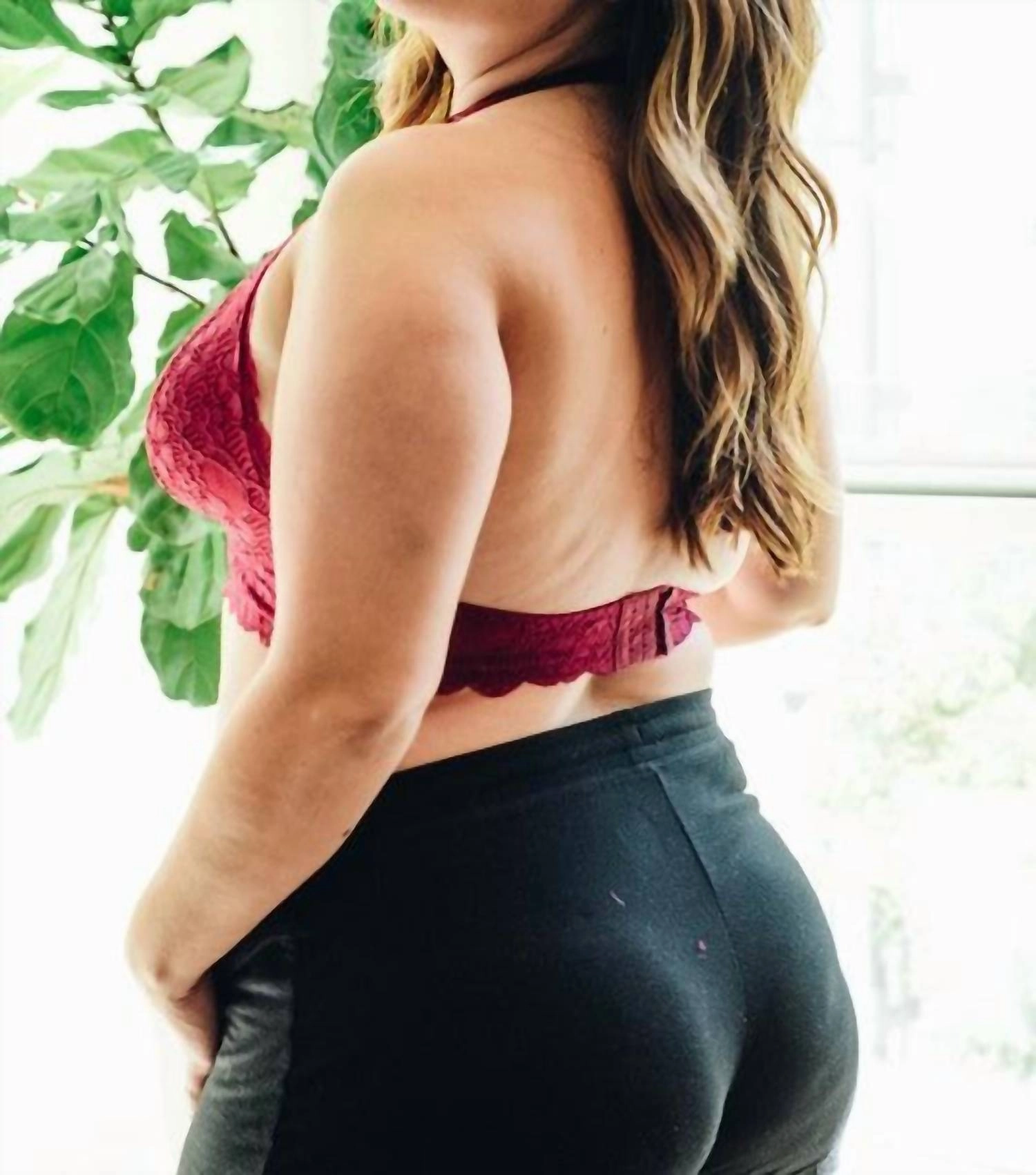 Lace Halter Bralette - Plus In Berry