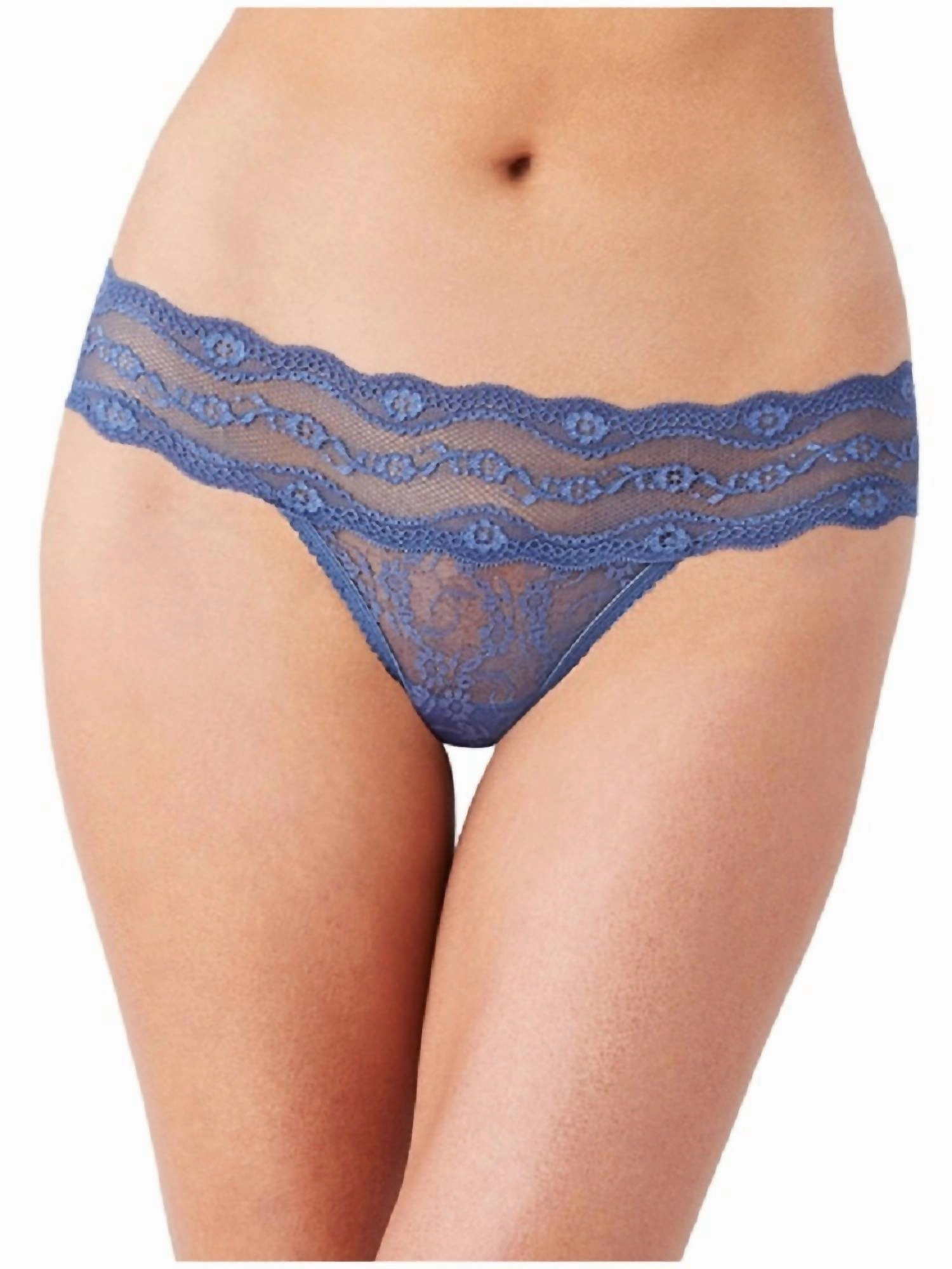 Lace Kiss Thong Panty In Vintage Indigo