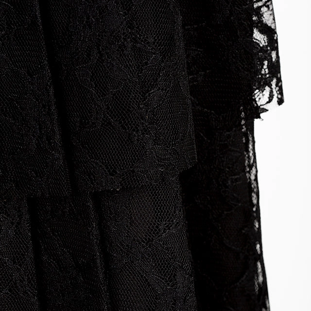 Lace pleated double layer skirt