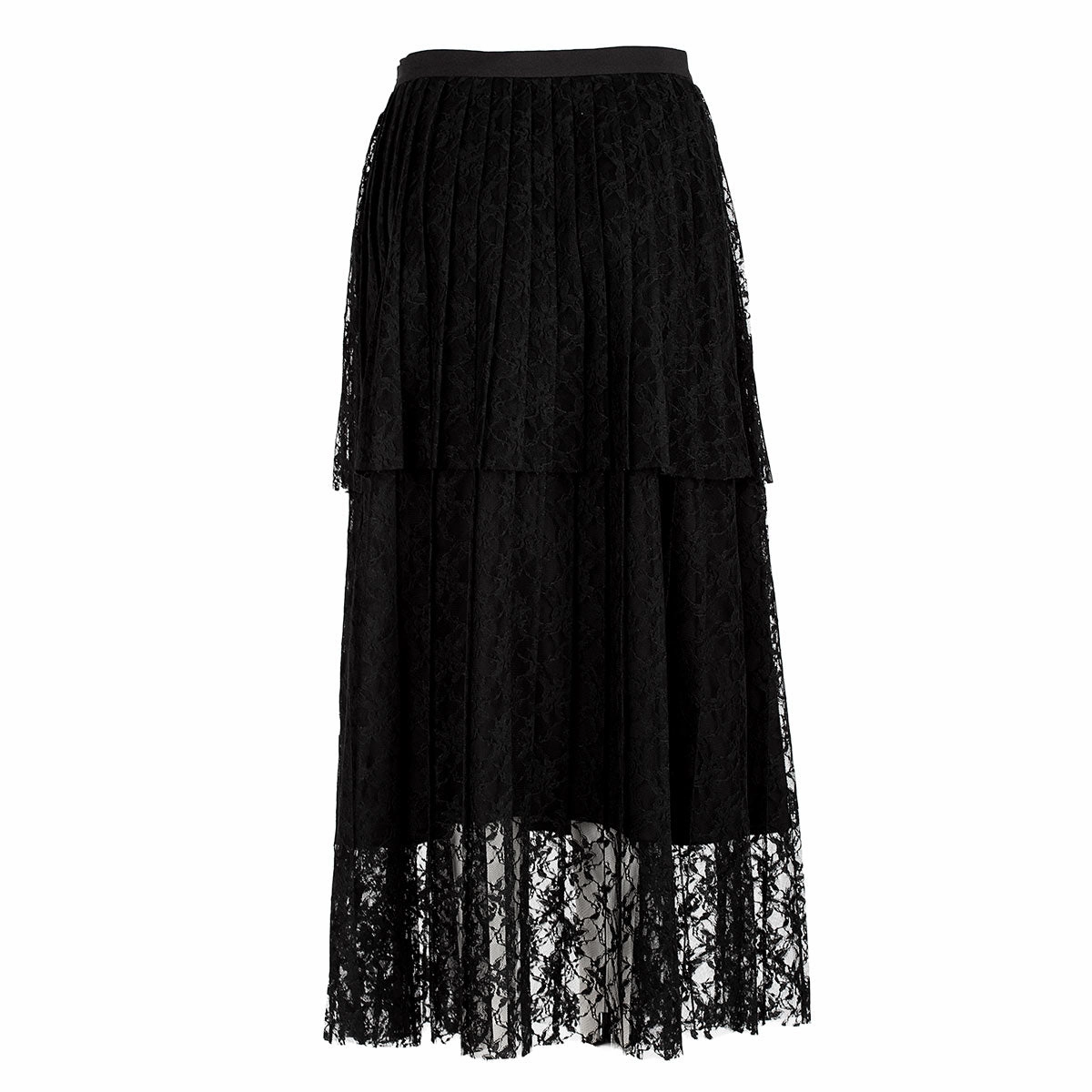 Lace pleated double layer skirt