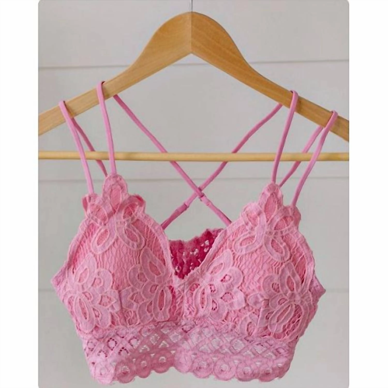 Lace Plus Bralette In Bright Pink