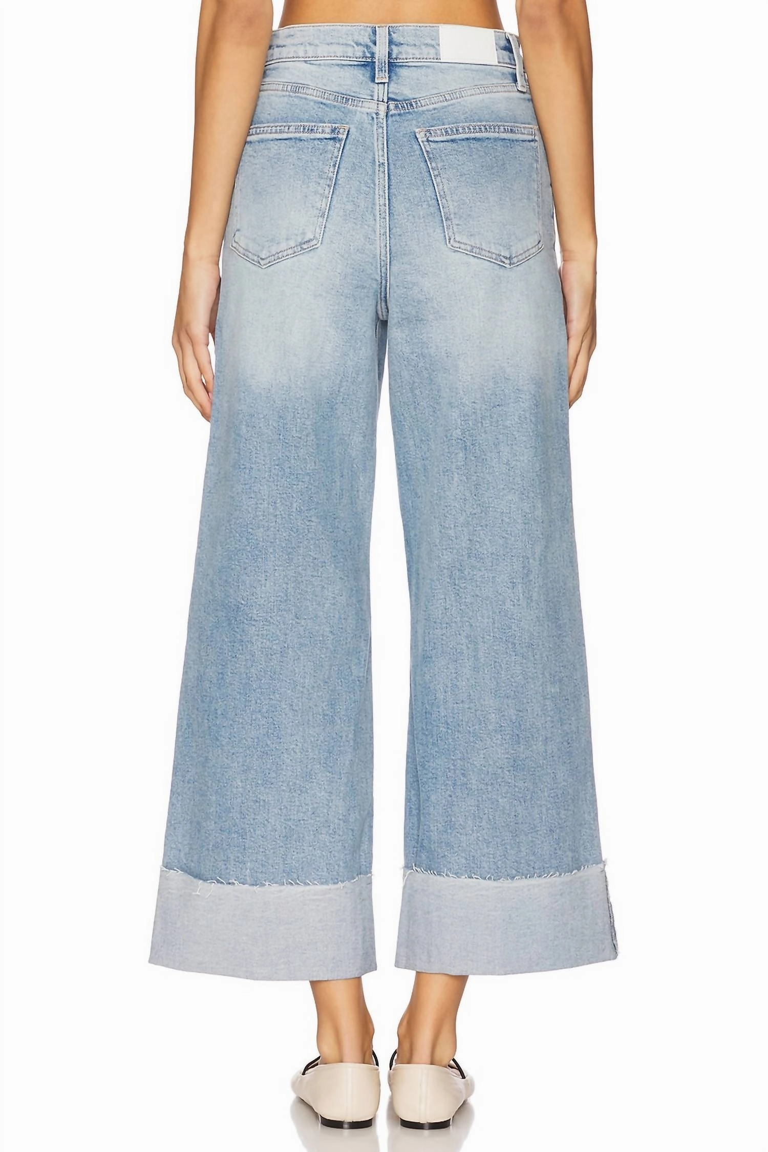 Lana Crop Cuffed Wide Leg Jeans In Snowcat