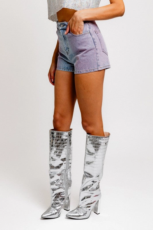 Lavender Fade Denim Shorts