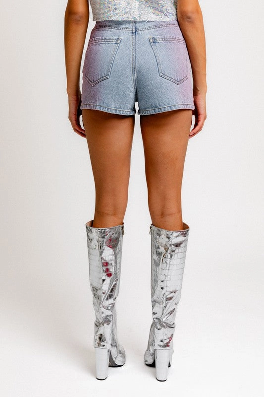 Lavender Fade Denim Shorts