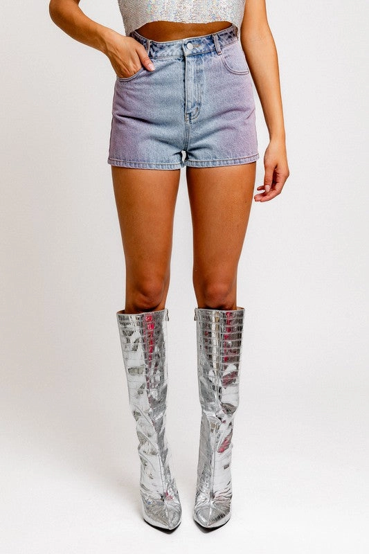 Lavender Fade Denim Shorts