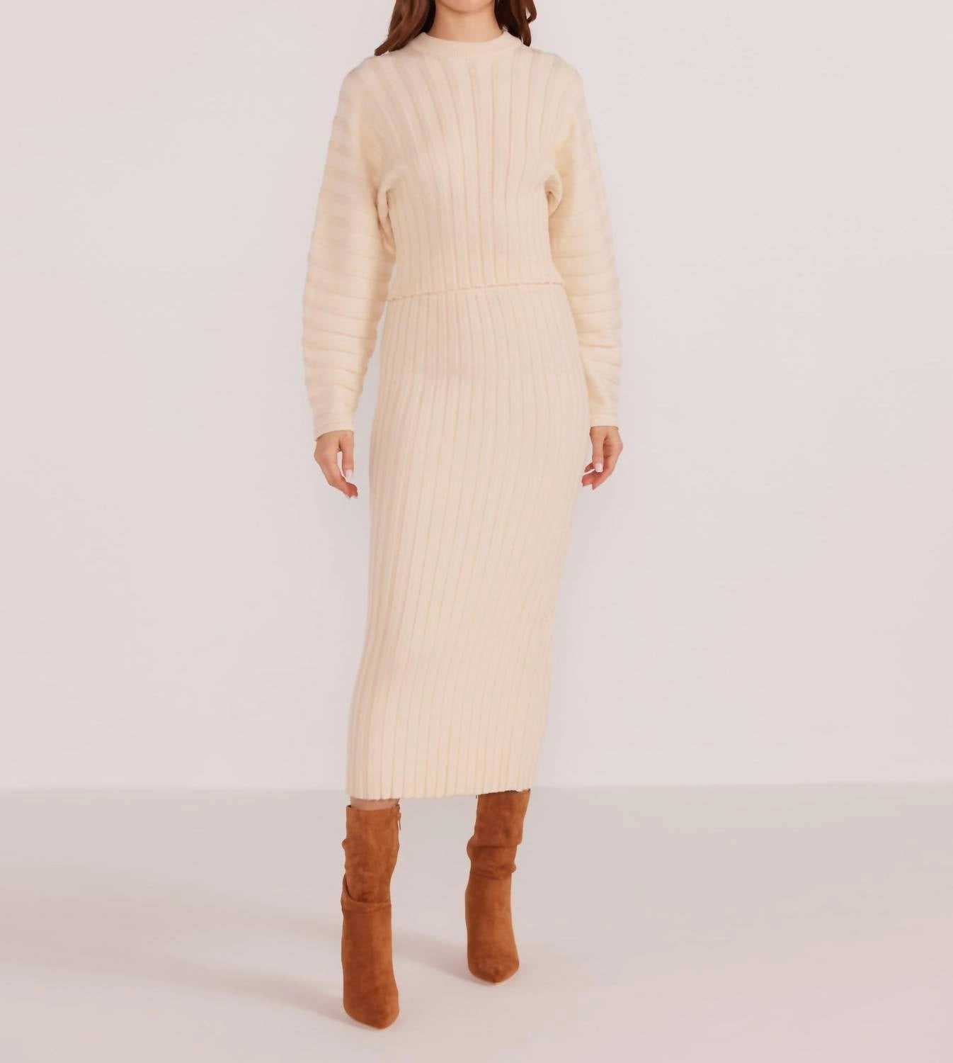 Layla Ribbed Midi Skirt In White