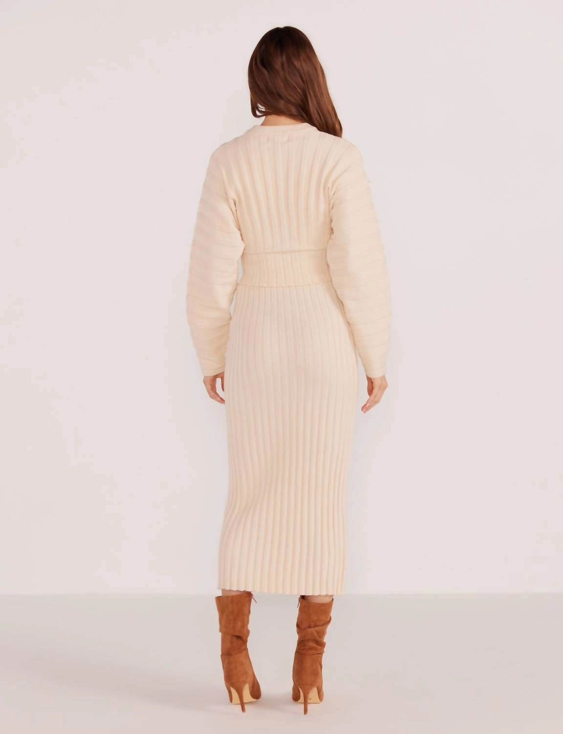 Layla Ribbed Midi Skirt In White
