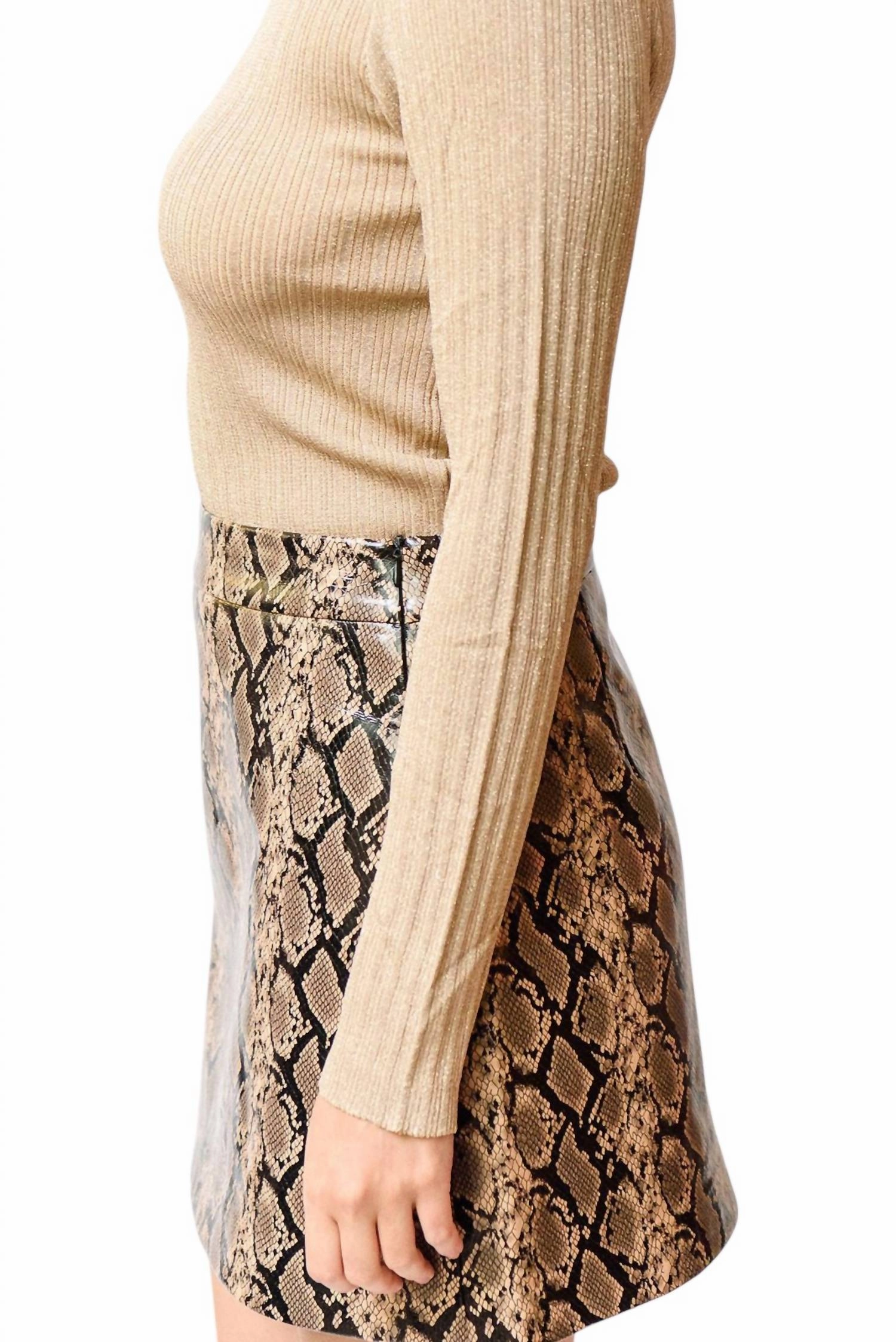 Leather Mini Skirt In Snake Print