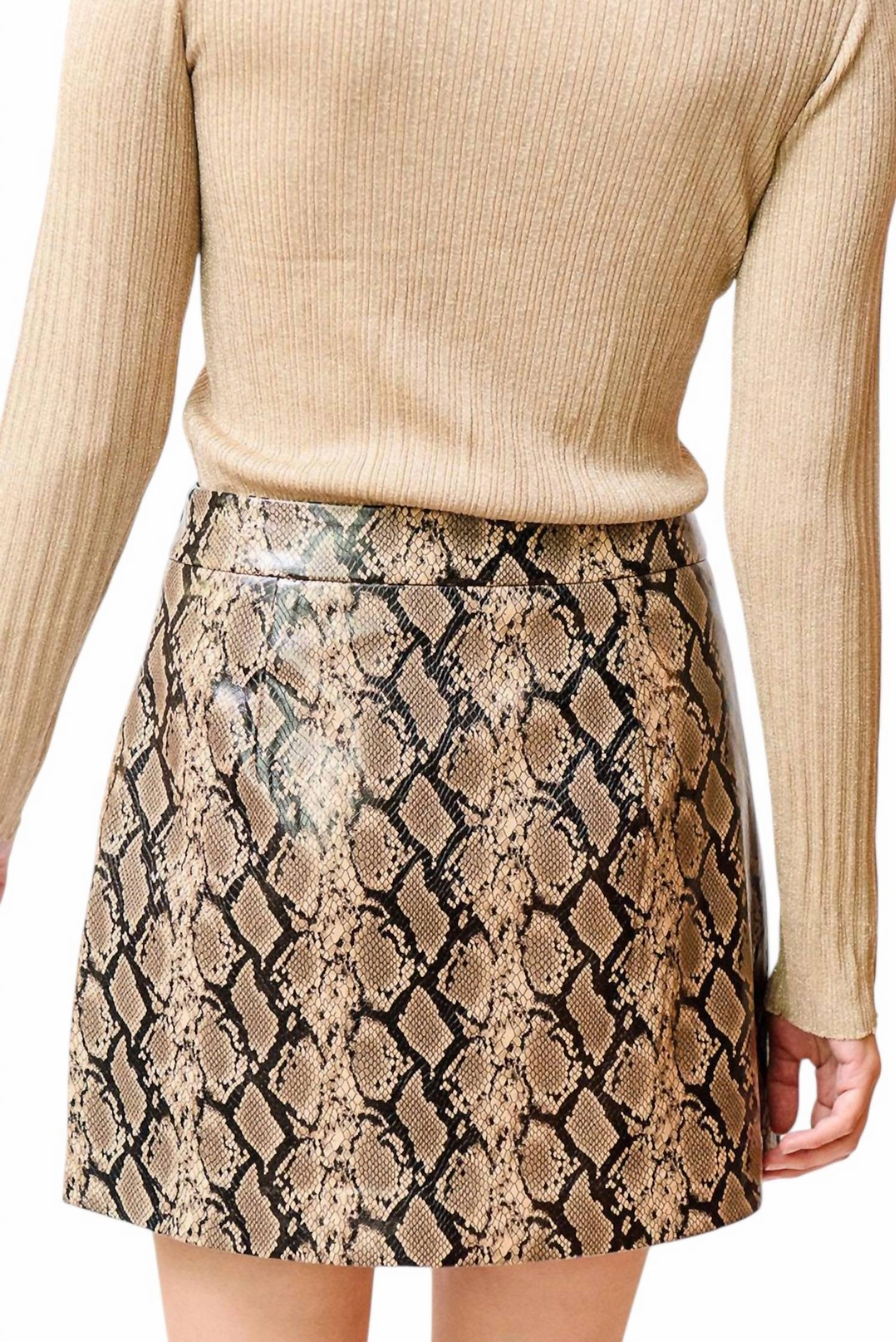 Leather Mini Skirt In Snake Print