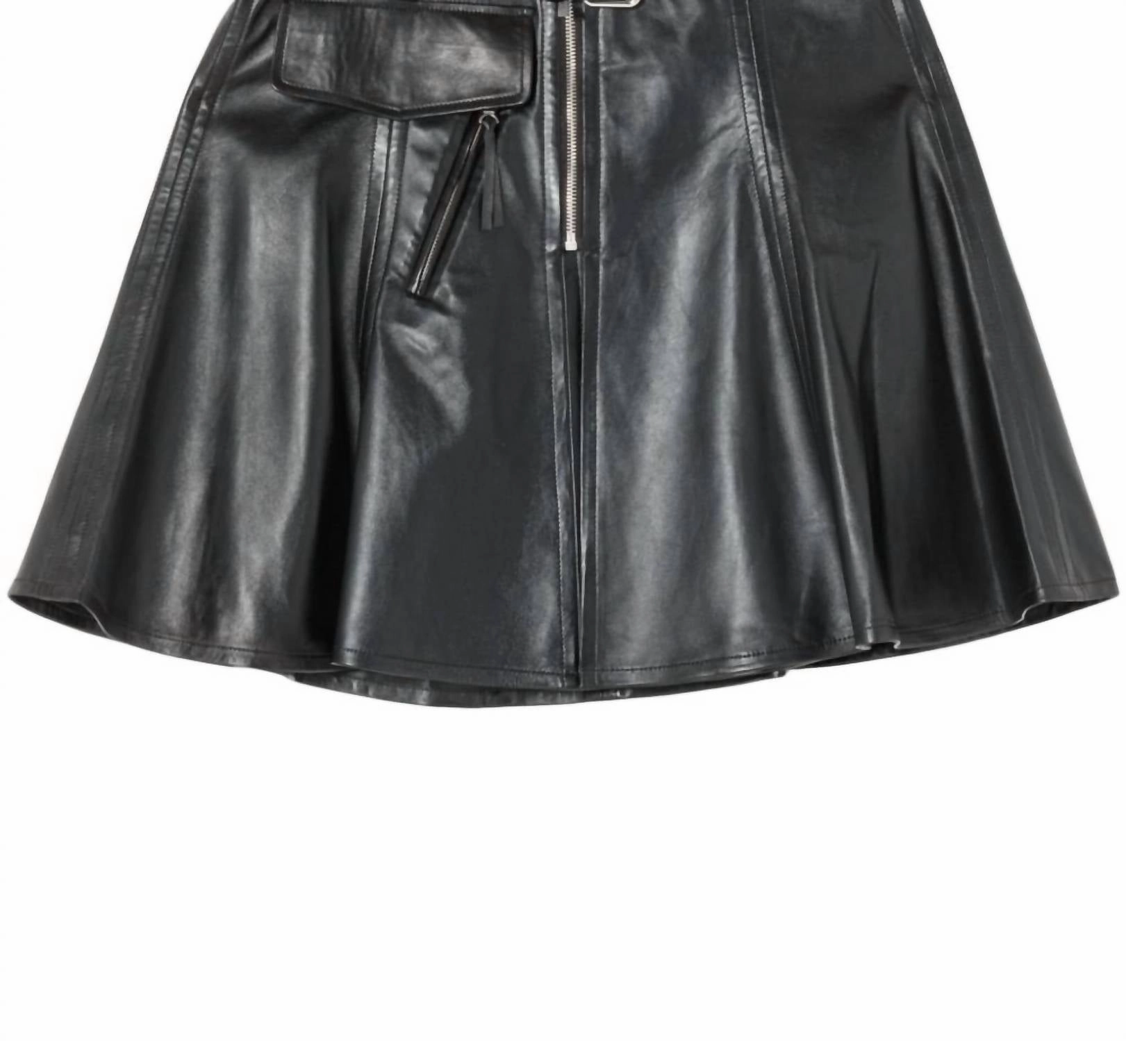 Leather Moto Skirt In Black