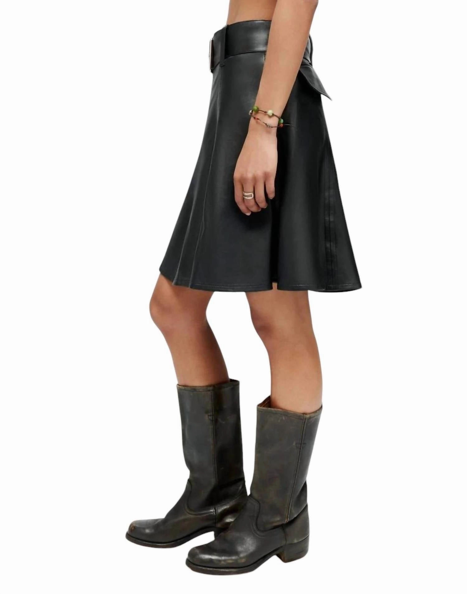 Leather Moto Skirt In Black