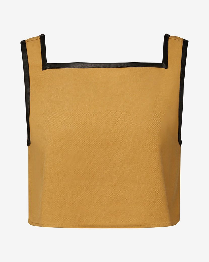 Leather Trim Cropped Top