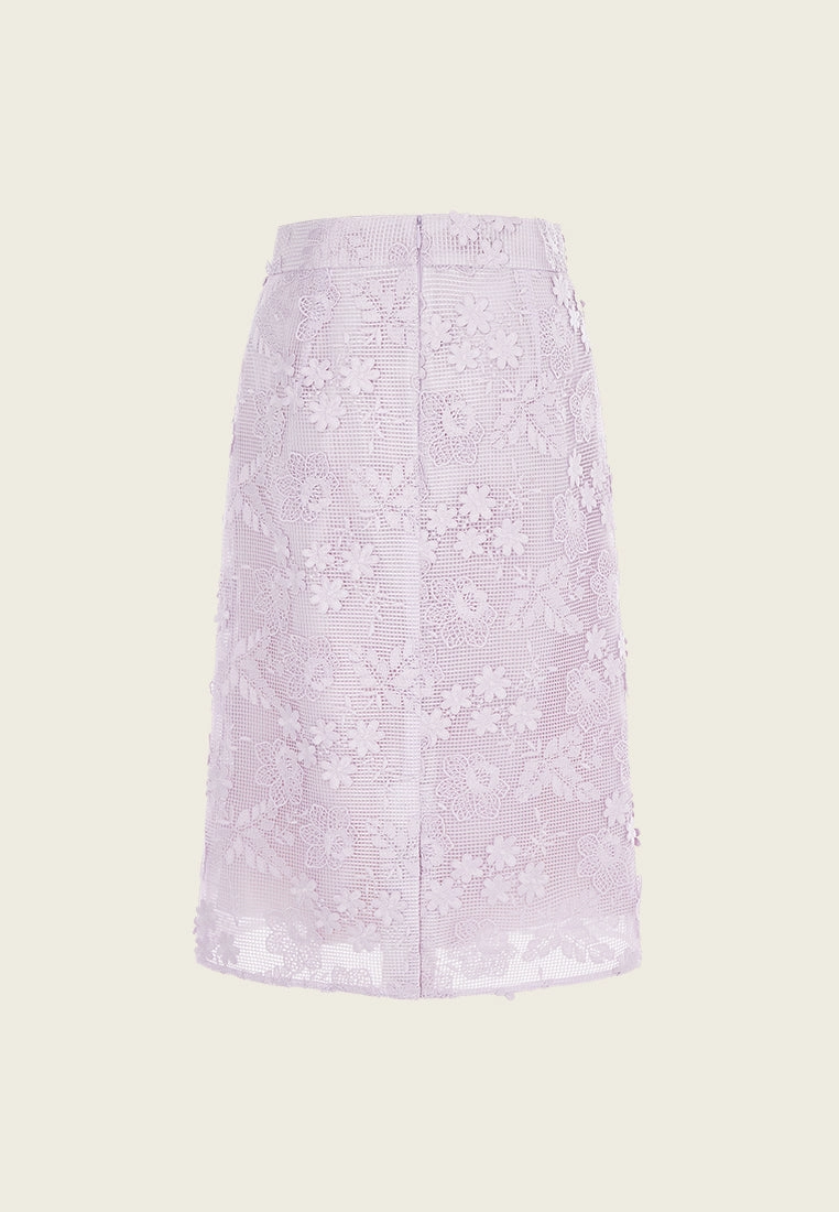Lilac Lace Midi Skirt