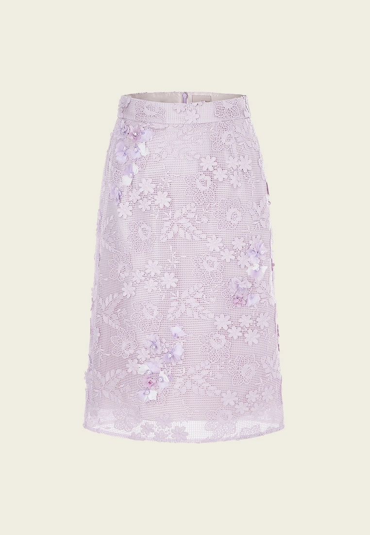 Lilac Lace Midi Skirt