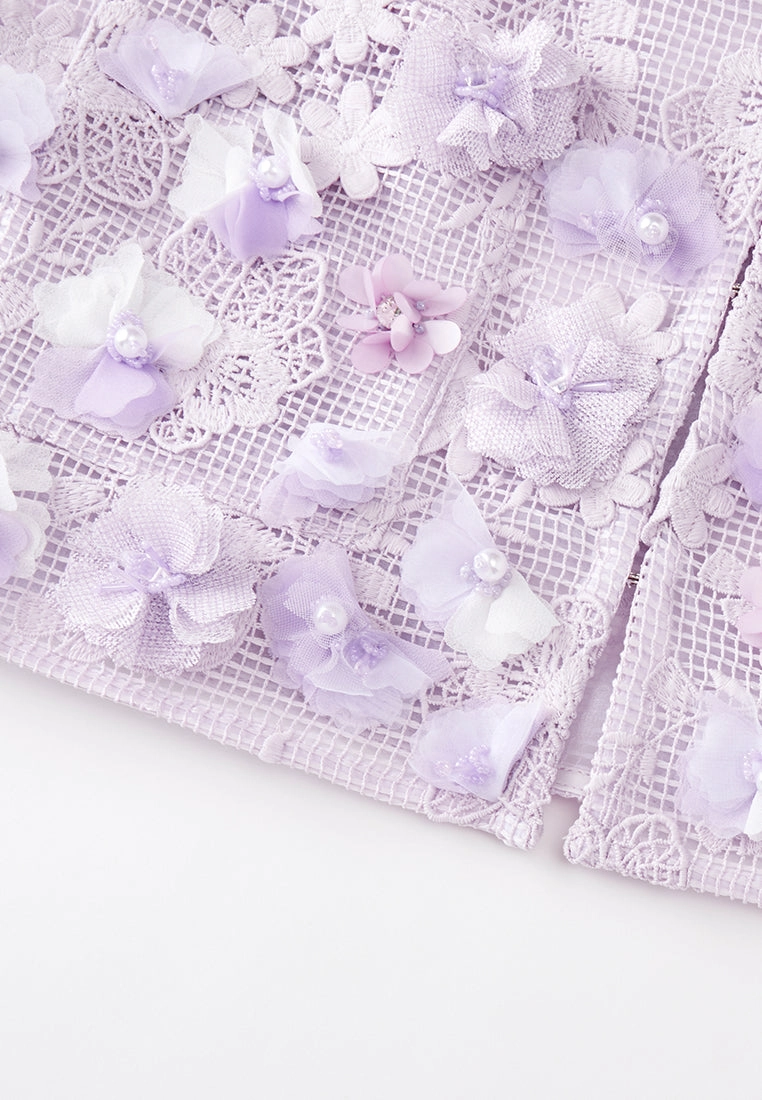 Lilac Mid Sleeves Lace Jacket