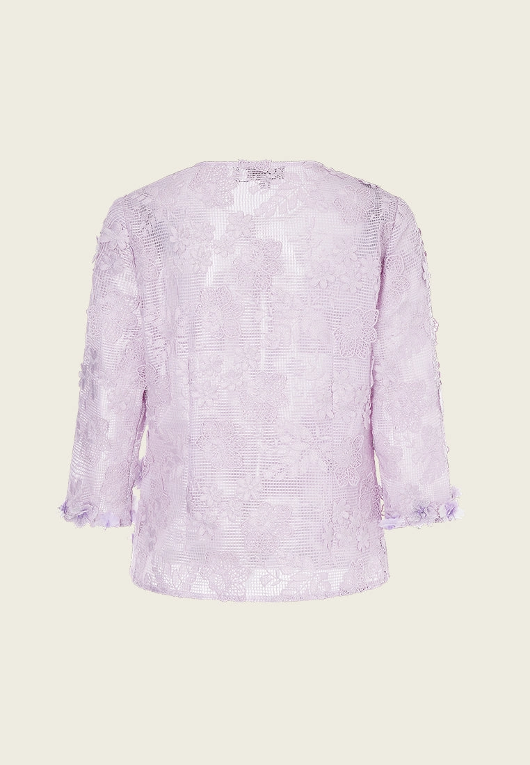 Lilac Mid Sleeves Lace Jacket