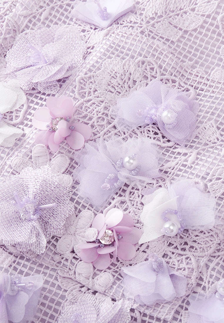 Lilac Mid Sleeves Lace Jacket
