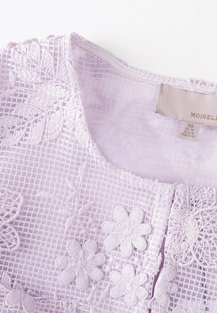 Lilac Mid Sleeves Lace Jacket