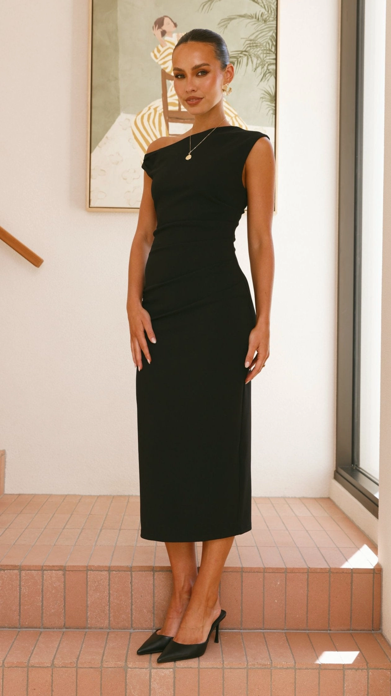 Lilah Midi Dress - Black