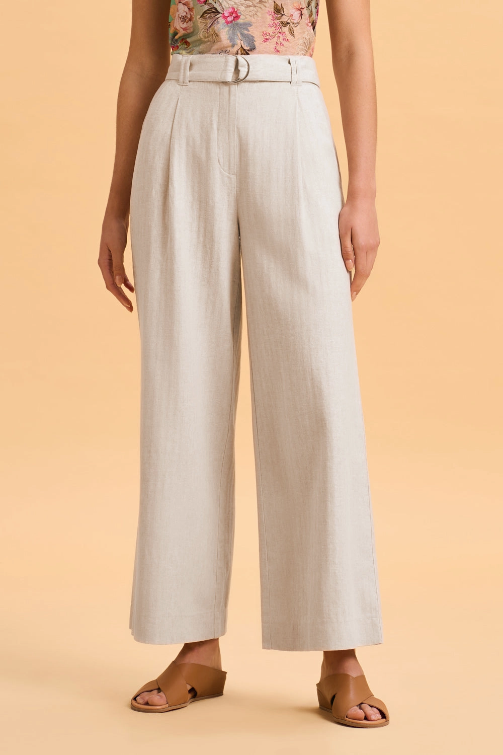 Linen Wide Leg Pant - Sand