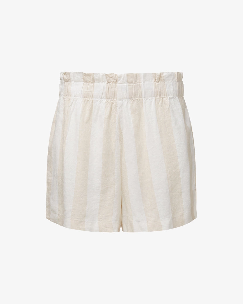 Linen Wide Stripe Paperbag Short