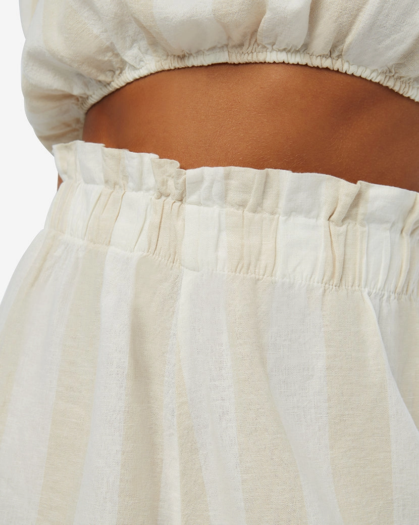 Linen Wide Stripe Paperbag Short