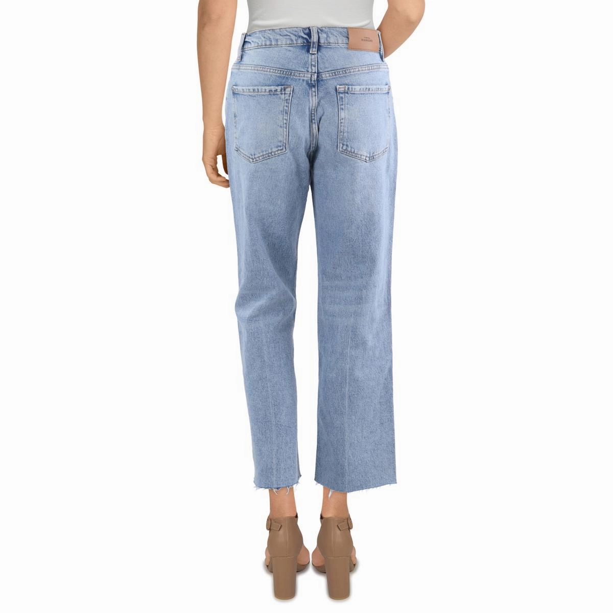 Logan Womens Raw Hem Denim Straight Leg Jeans