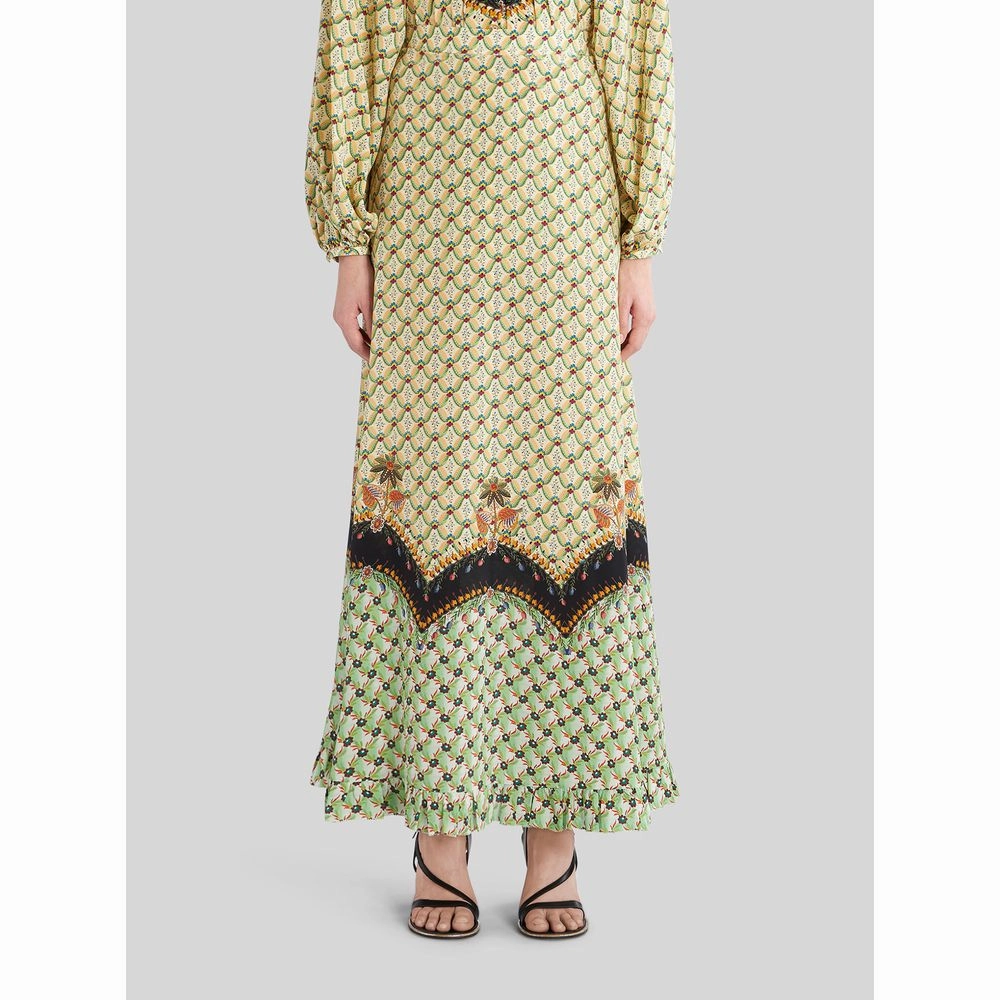 LONG CRPE DE CHINE SKIRT