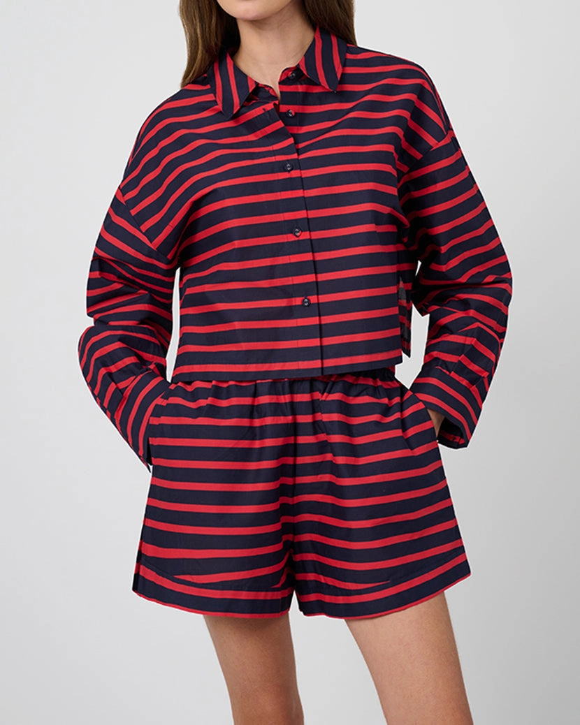 Long Sleeve Crop Button Down Shirt
