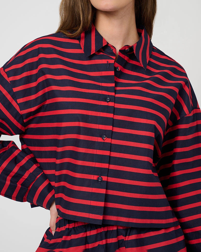 Long Sleeve Crop Button Down Shirt