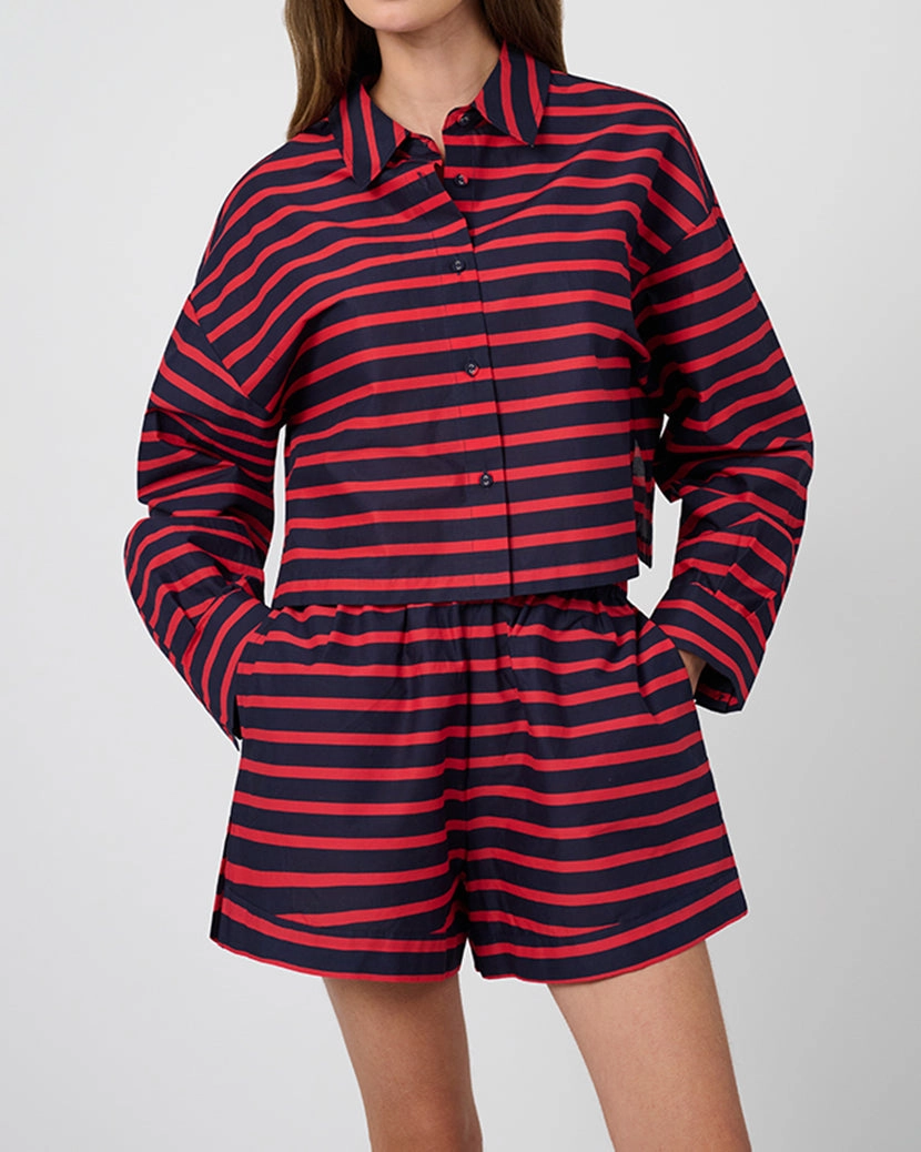 Long Sleeve Crop Button Down Shirt