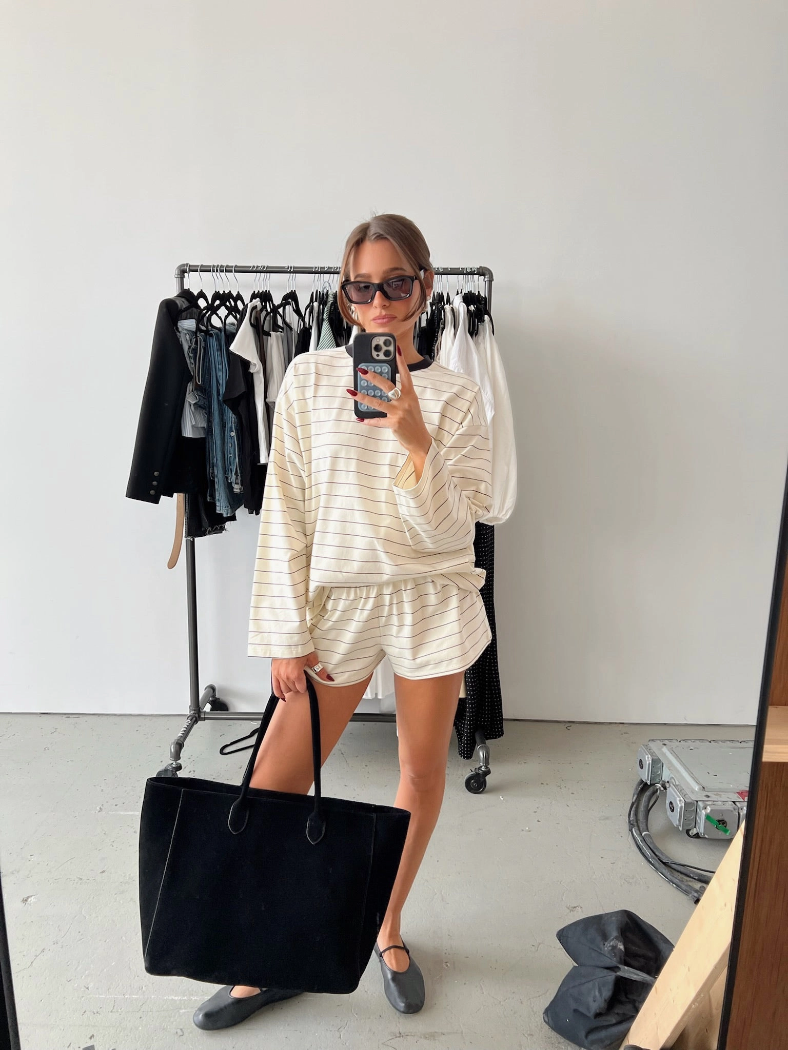 Long Sleeve Stripe Boxy Shirt